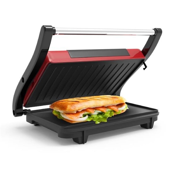 Chef Buddy Chef Buddy 82-SW100 Panini Press Indoor Grill & Gourmet Sandwich Maker with Nonstick Plates; Red - 82-SW100