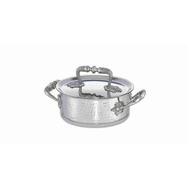 Bon Chef Cucina Casserole Pot W/ Lid, Bellissimo Finish, Ind Btm, 8 5/8"Dia X 4 1/4"H, 2 Hndls, 3 Qt - 60000BELLISSIMO