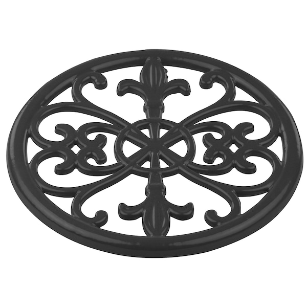 Hds Trading Cast Iron Fleur De Lis Trivet, Black - ZOR96036