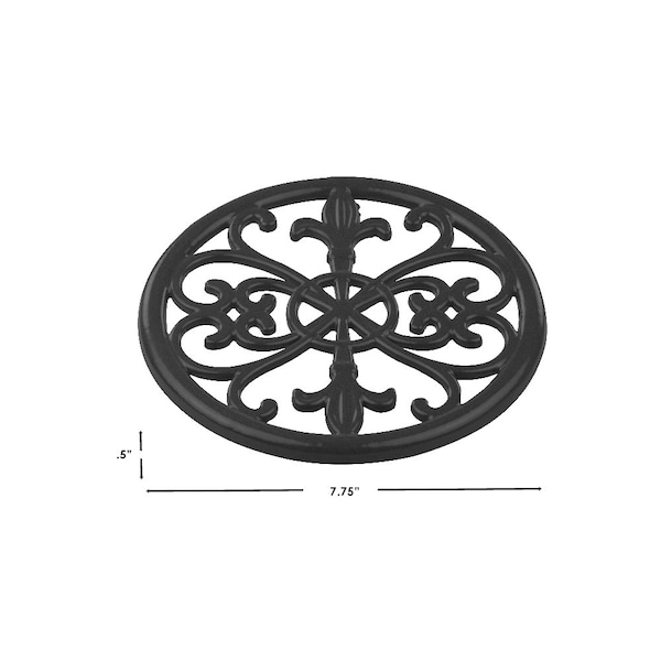 Hds Trading Cast Iron Fleur De Lis Trivet, Black - ZOR96036