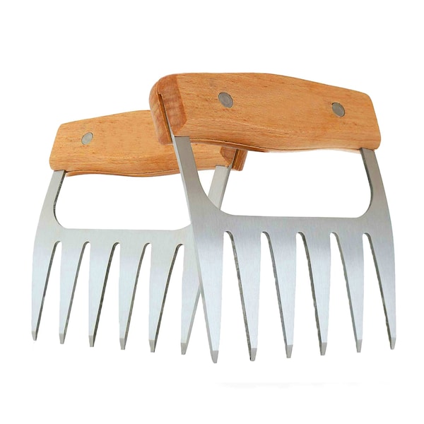1947Kitchen Stainless Steel Meat-Shredding Claws With Wooden Handle, Brown - TI-2TYSSS-BRO