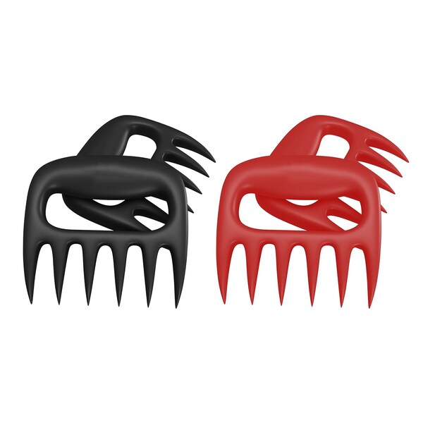 1947Kitchen Professional Meat Chicken Pulling And Shredding Claws, Black and Red, 2PK - BUN-2-MSGC-RED-BLA-736