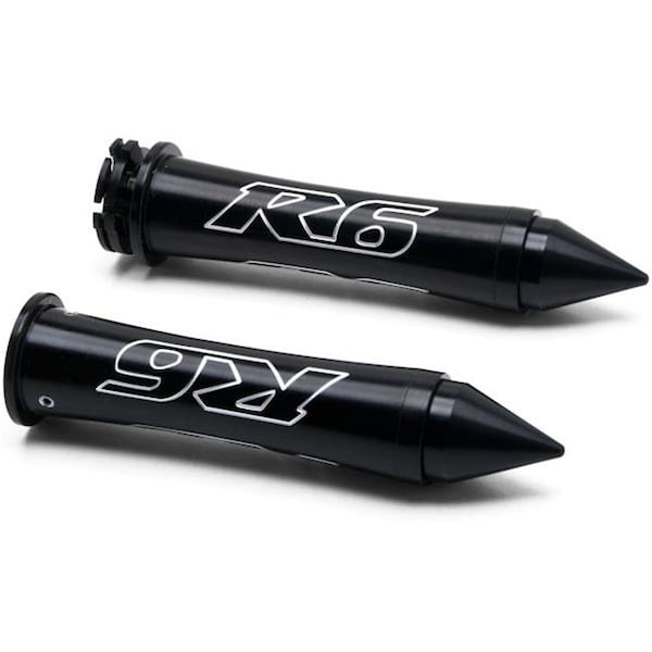 Krator Krator SHG-R6-B Yamaha R6 Spiked Hand Grips with Bar Ends Sliders; Black - SHG-R6-B