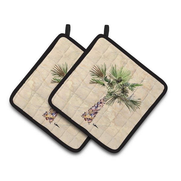 Carolines Treasures Palm Tree Pair of Pot Holders, 7.5 x 3 x 7.5 in. - 8480PTHD