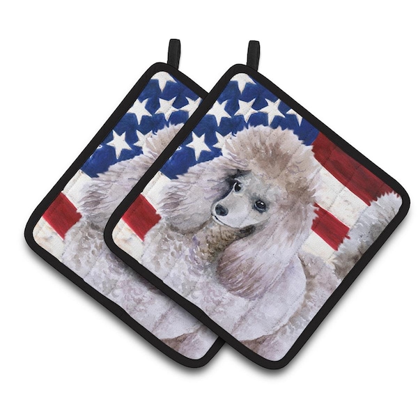 Carolines Treasures Poodle Patriotic Pair of Pot Holders - BB9665PTHD