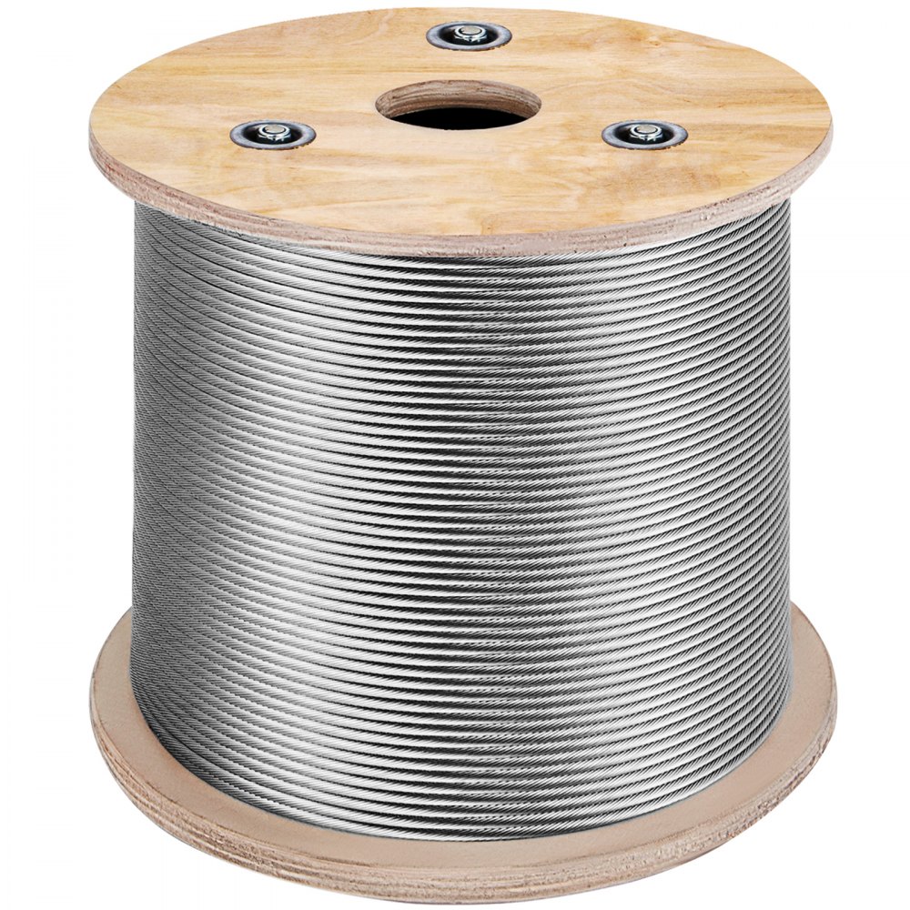 VEVOR 1/8 Stainless Steel Cable Railing 500ft, Wire Rope 316 Marine Grade, Braided Aircraft Cable 7x7 Strands Construction for Deck Rail Balusters Stair Handrail Porch Fence - 316GSS7X700000001V0