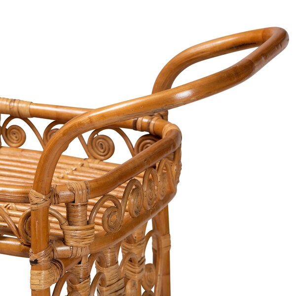 Bali & Pari Diwata Modern Bohemian Natural Brown Rattan Kitchen Cart - 242-13499-ZORO