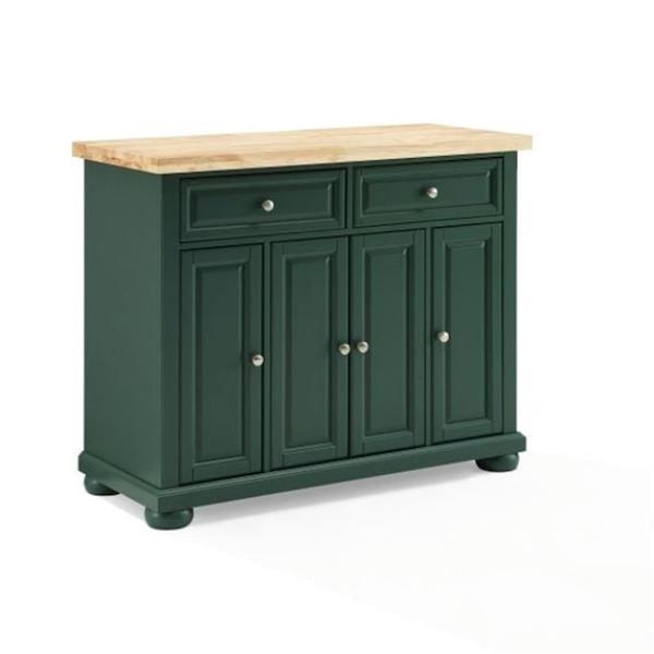 Cora 36.63 x 42 x 18 in. Drop Leaf Kitchen Island, Emerald Green - CF3039NA-EM