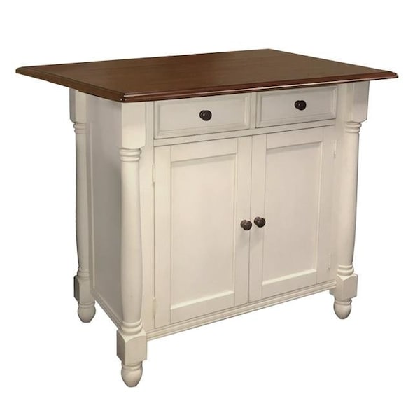 Sunset Trading Sunset Trading DLU-KI-4222-AW Andrews Drop Leaf Kitchen Island  Drawers & Cabinet - Antique White & Chestnut - DLU-KI-4222-AW