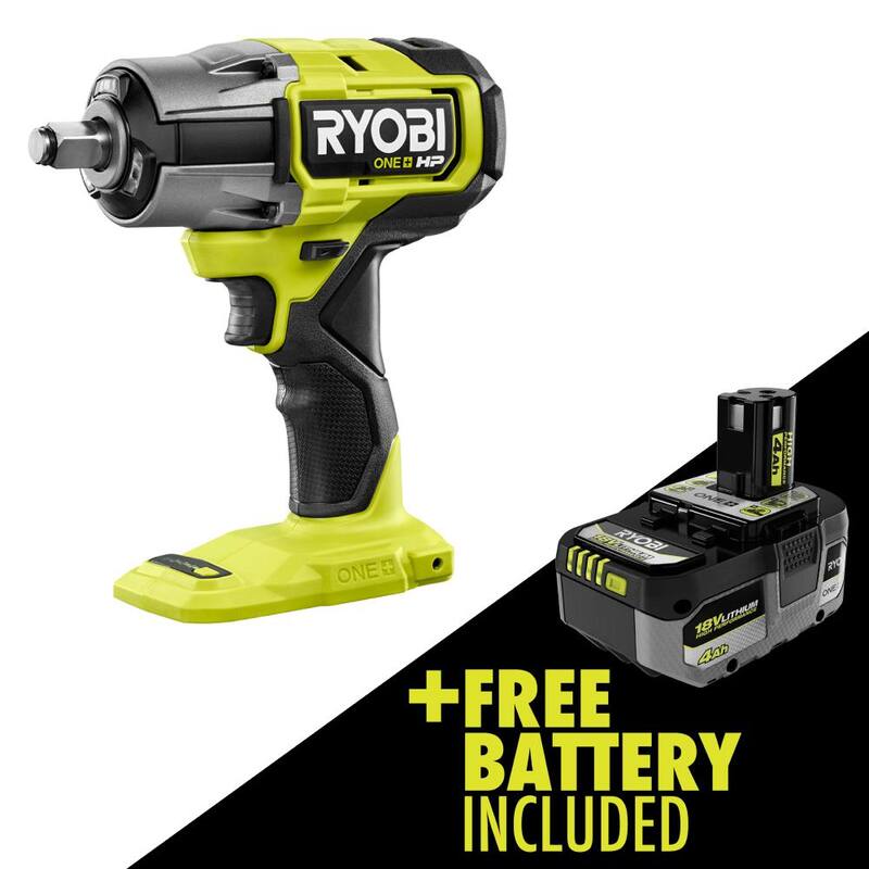 RYOBI ONE+ HP 18V Llave de Impacto Inalámbrica sin escobillas de 4 modos de 1/2 pulg. con batería de alto rendimiento de 4.0 Ah de iones de litio - P262-PBP004