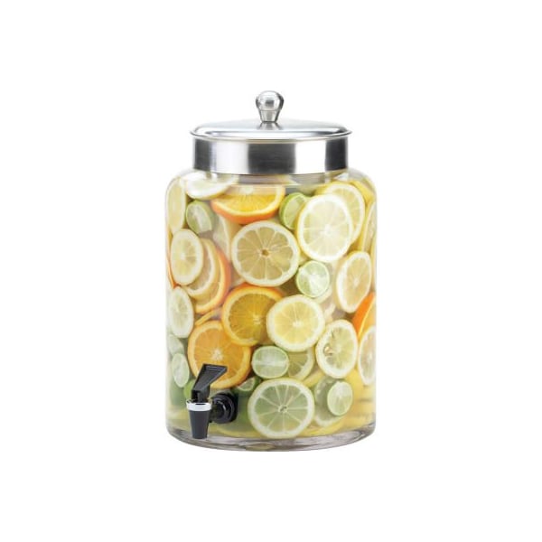 Cal Mil Plastics Cal-Mil 1748-3 Round Glass Infusion Dispenser with S/S Top 3 Gallon 8-1/2"W x 13-3/4"D x 17-1/2"H - 1748-3