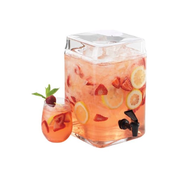 Cal Mil Plastics Cal-Mil 1733-2 Square Glass Infusion Dispenser 2 Gallon 7-1/2"W x 7-1/2"D x 12"H - 1733-2
