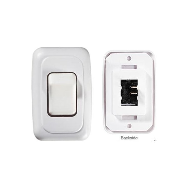 Rv Diseñador INTERRUPTOR DE PARED CONTORNEADO, BLANCO, SENCILLO, ENCENDIDO/APAGADO- SPST- RECORTE 1-5/8 PULG. X 1-1/ - S531.