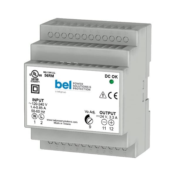 Bel Power Solutions Power Supply, 90 to 264V AC, 24V DC, 80W, 3.3A - LDN80-24