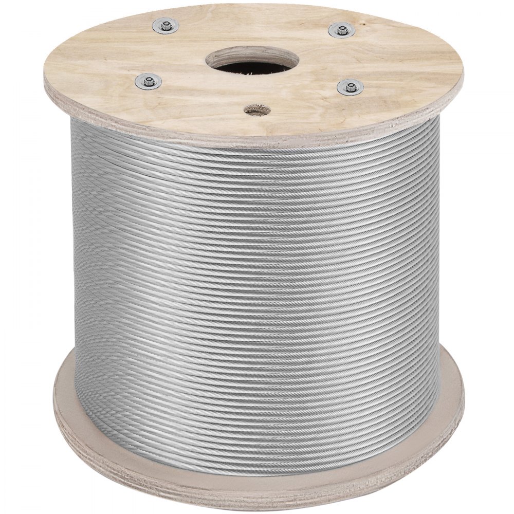 VEVOR 304 Stainless Steel Cable 1/4 Inch 7 X 19 Steel Wire Rope 200Feet Steel Cable for Railing Decking DIY Balustrade(1/4 Inch-200Feet) - GSS7X19-6.4MM61M1V0