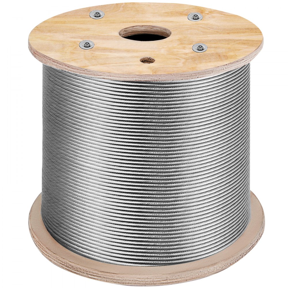 VEVOR Stainless Steel Cable 3/16"x 1000ft, T316 Marine Grade Deck Cable Railing, 1x19 Strands Construction Braided Aircraft Cable for Deck Rail String Lights Hanging Porch Fence DIY Baluster - GSS1X19-4.8MM305MV0