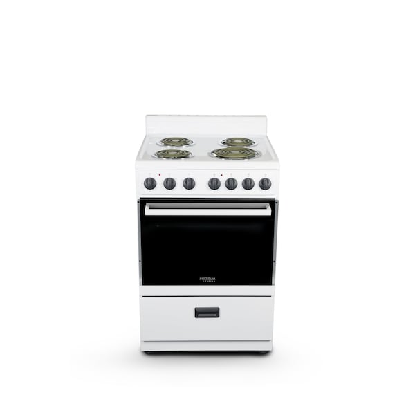Premium Levella 24" 4-Burner Electric Stove in White -  PRE2425GW