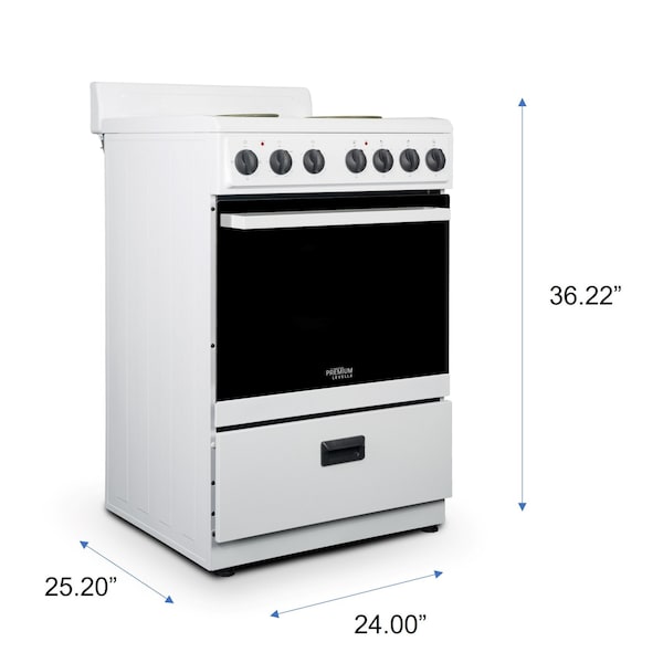 Premium Levella 24" 4-Burner Electric Stove in White -  PRE2425GW
