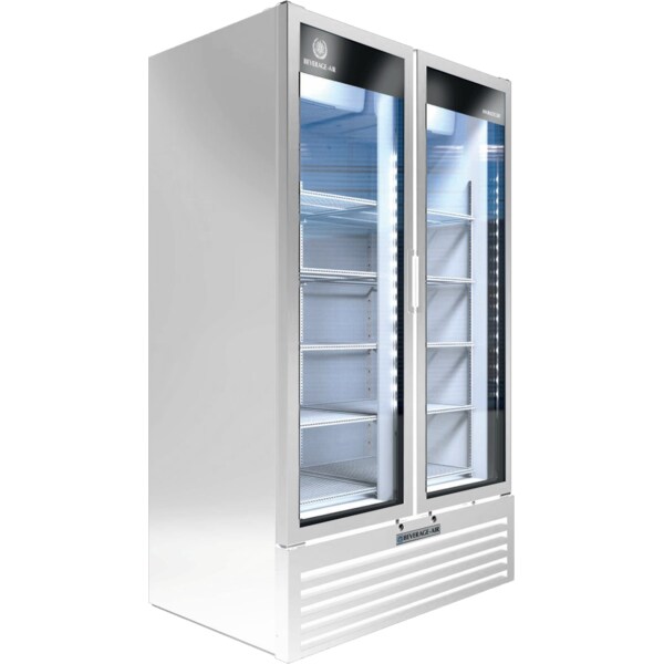 Beverage-Air Refrigerated Glass Door Merchandiser, White, LED Lighting, 30.55 cu. ft. - MT49-1W