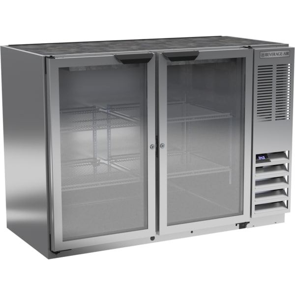 Beverage-Air Back Bar Refrigerator, Stainess Steel with 2 Glass Doors, 115V 48" - BB48HC-1-G-S