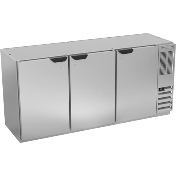 Beverage-Air Back Bar Refrigerator, Stainess Steel with 3 Solid Doors, 115V 72" - BB72HC-1-S