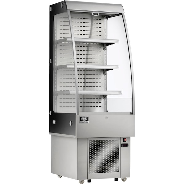 Global Industrial NexelRefrigerated Open Air Merchandiser w/ Curtain, 8.8 Cu. Ft., Stainless Steel - 243209
