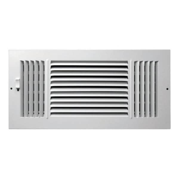 Tool Time Corporation C103M14X06 Steel 3-Way Supply Wall & Ceiling Register  White - 14 x 6 in. - TO716523