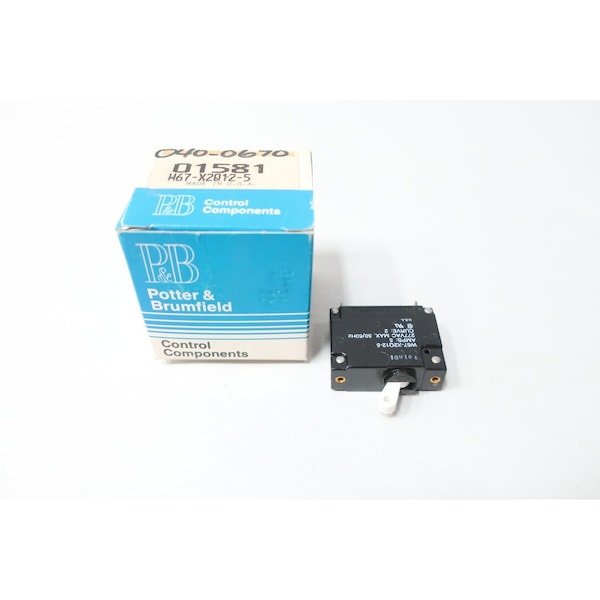 Potter-Brumfield Miniature Circuit Breaker, W6 Series, 5A, 1 Pole, 277V AC - W67-X2-Q12-5