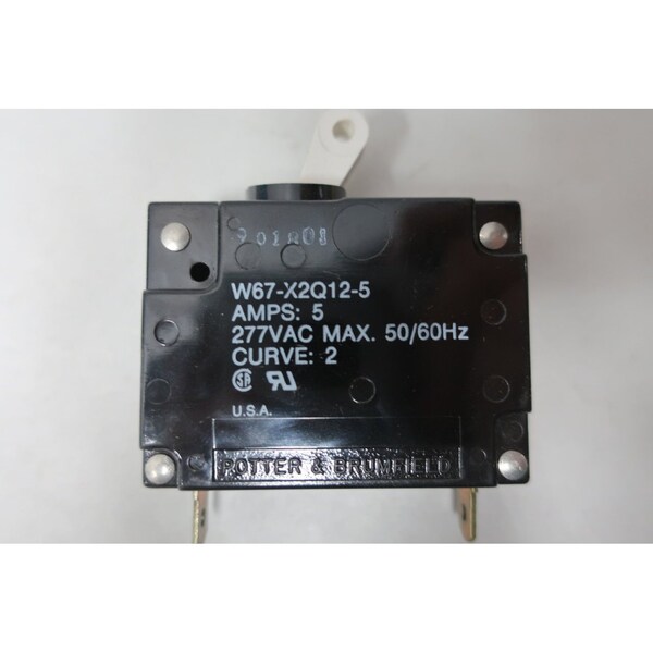 Potter-Brumfield Miniature Circuit Breaker, W6 Series, 5A, 1 Pole, 277V AC - W67-X2-Q12-5