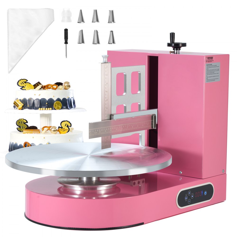 VEVOR Cake Decorating Machine Cake Frosting Spreading for 4" to 16" Cake Pink - DGNYMMJ416IN82A3BV1