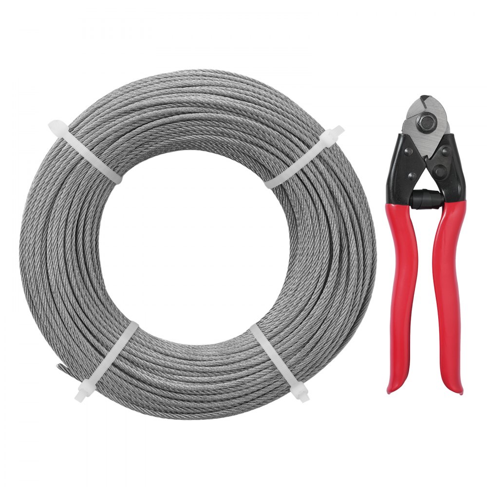 VEVOR T316 Deck Railing Cable, 1/8" Stainless Steel Wire Rope 300 ft with Cutter Kit, 7x7 Strands Construction Marine Aircraft Grade for Handrail Stair Decking Fence Outdoors - GSS316BXG300OYKB0V0