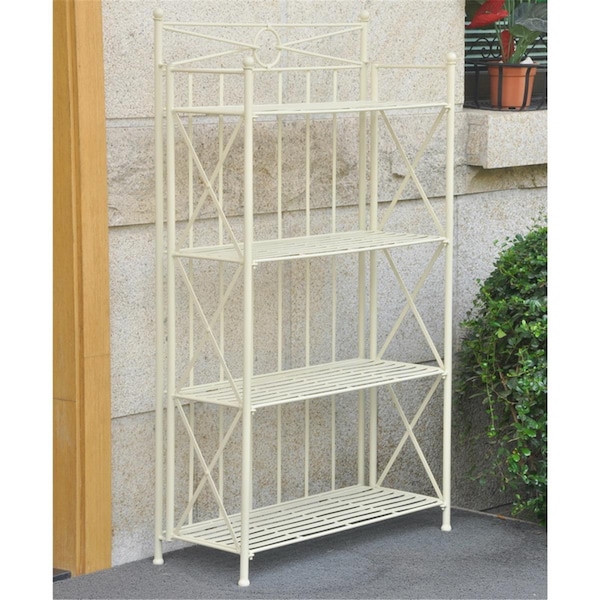 International Caravan 4-Tier Iron Folding Bakers Rack, White - 29 lbs - 3522