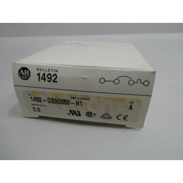 Allen Bradley Miniature Circuit Breaker, 1492-GS Series, 5A, 3 Pole, 240/480V AC, G Curve - 1492-GS3G050-H1