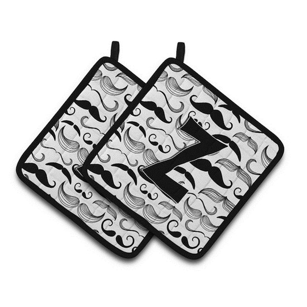 Carolines Treasures Letter Z Moustache Initial Pair of Pot Holders, 7.5 x 3 x 7.5 in. - CJ2009-ZPTHD