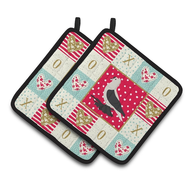 Carolines Treasures 7.5 x 7.5 in. Saxon Fairy Swallow Pigeon Love Pair of Pot Holders - CK5373PTHD