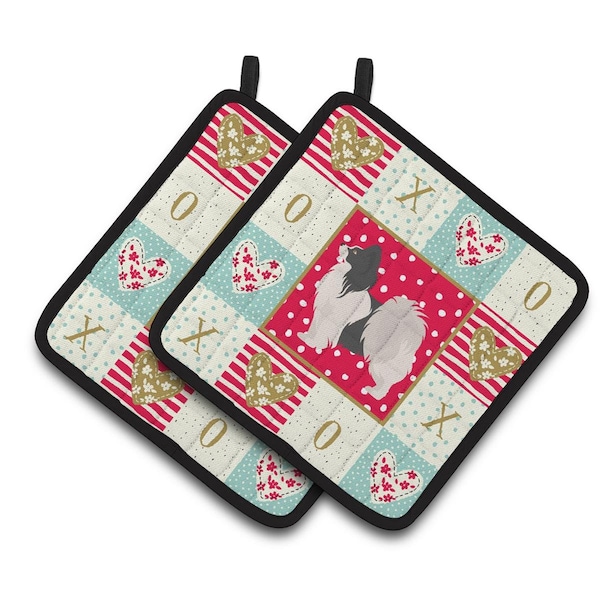 Carolines Treasures 7.5 x 7.5 in. Papillon No.2 Love Pair of Pot Holders - CK5872PTHD
