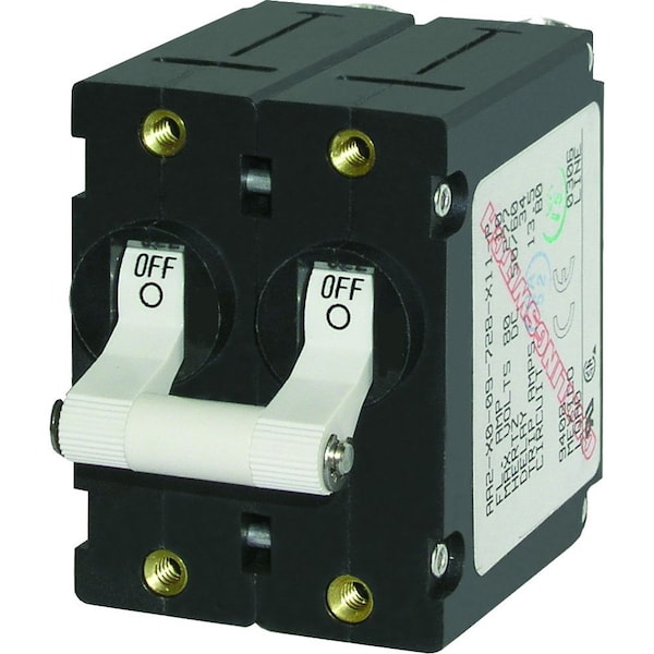 Blue Sea Systems Circuit Breaker, A Series, 15A, 2 Pole, 120/240V AC, 7.5kA at 65V DC - 7235