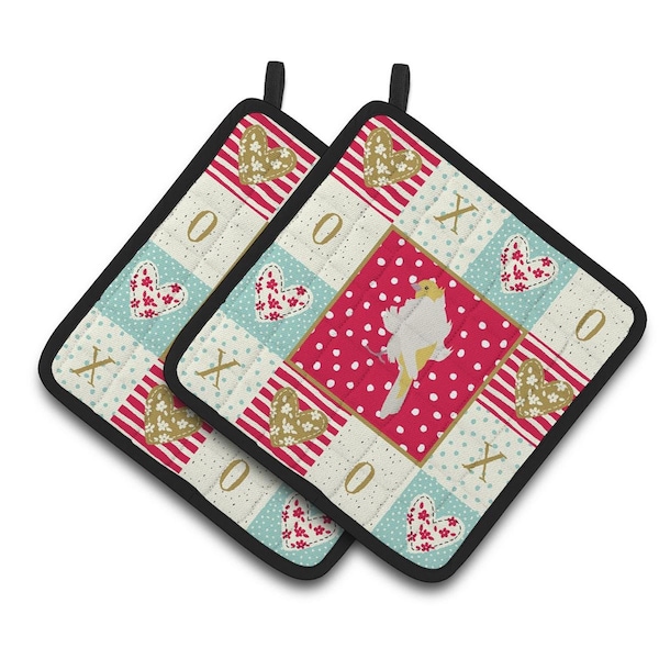 Carolines Treasures 7.5 x 7.5 in. Parisian Trumpeter Canary Love Pair of Pot Holders - CK5507PTHD