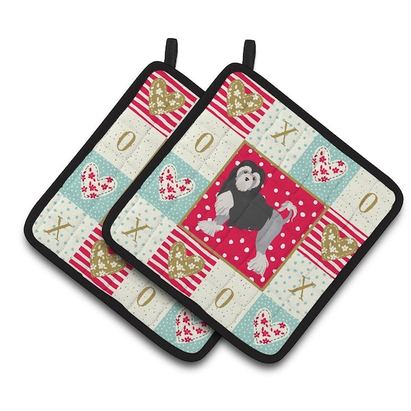 Carolines Treasures 7.5 x 7.5 in. Lowchen Little Lion Dog No.2 Love Pair of Pot Holders - CK5859PTHD