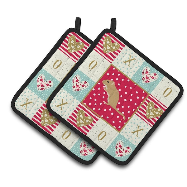 Carolines Treasures 7.5 x 7.5 in. Gerbil Mouse Love Pair of Pot Holders - CK5449PTHD