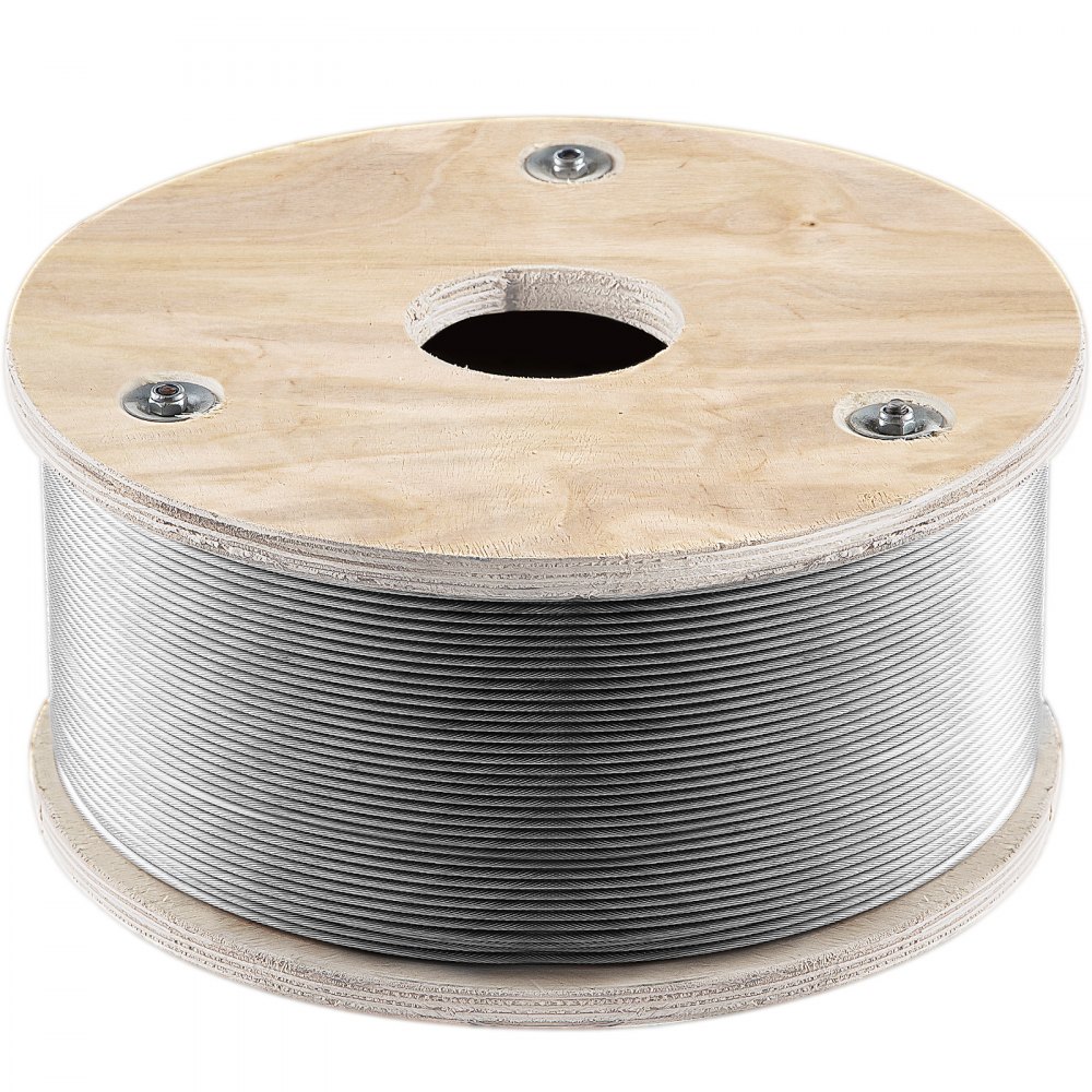 VEVOR T316 Stainless Steel Wire Rope, 1/8'' Steel Wire Cable, 500ft Aircraft Cable w/ 1x19 Strands Core, Steel Cable Wire 2100 lbs Breaking Strength for Railing Decking, Stair, Clothesline, Handrail - BXGGSS316XH2-PDXQV0
