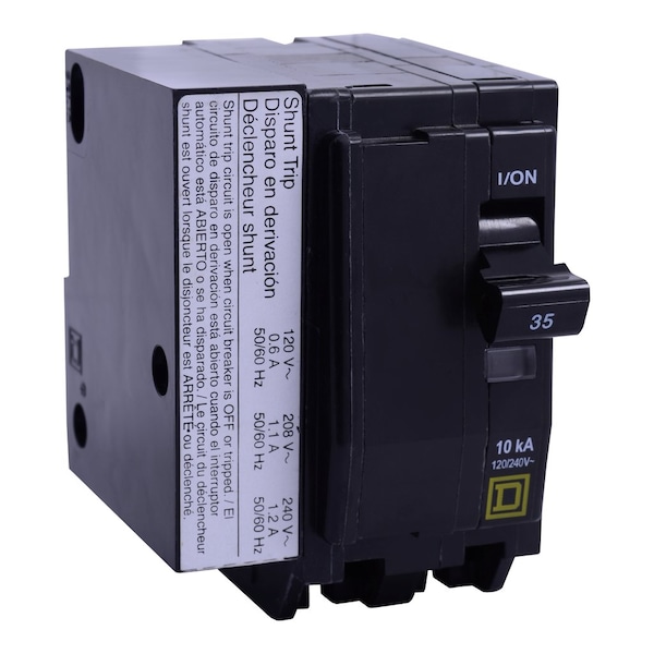Square D Mini circuit breaker, QO, 60A, 2 pole, 120/240VAC, 22kA, plug in, AC shunt - QO260VH1021