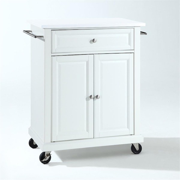 Crosley Brands Portable Granite Top Kitchen Cart, White - KF30020EWH