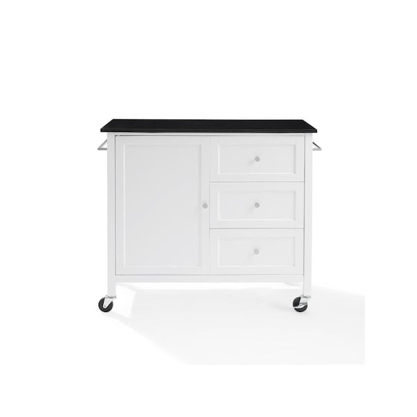 Soren 37.5 x 42.13 x 18.13 in. Granite Top Kitchen Island & Cart, White - KF30090BG-WH