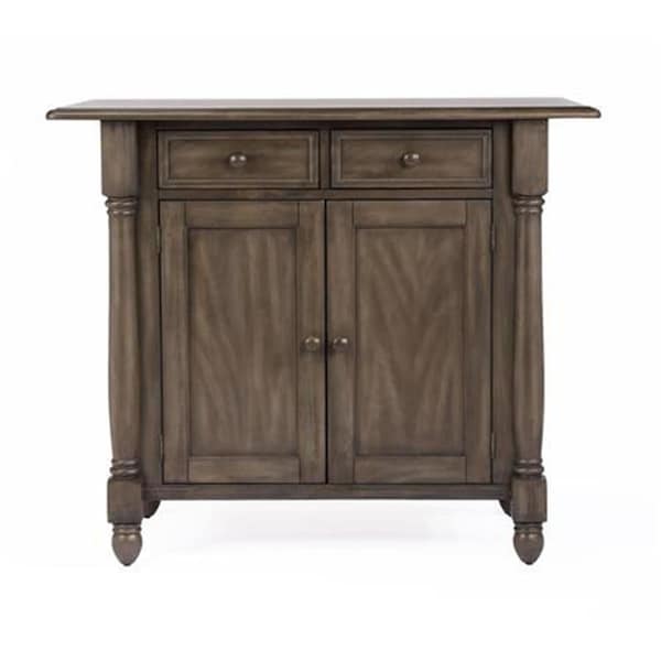 Fine-Line Shades of Gray Drop Leaf Kitchen Island Set with 2 Stools Drawers &amp; Storage - 3 Piece - FI2661525