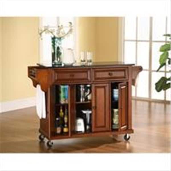 Betterbeds Crosley Furniture Solid Black Granite Top Kitchen Cart-Island in Classic Cherry Finish - BE2613689