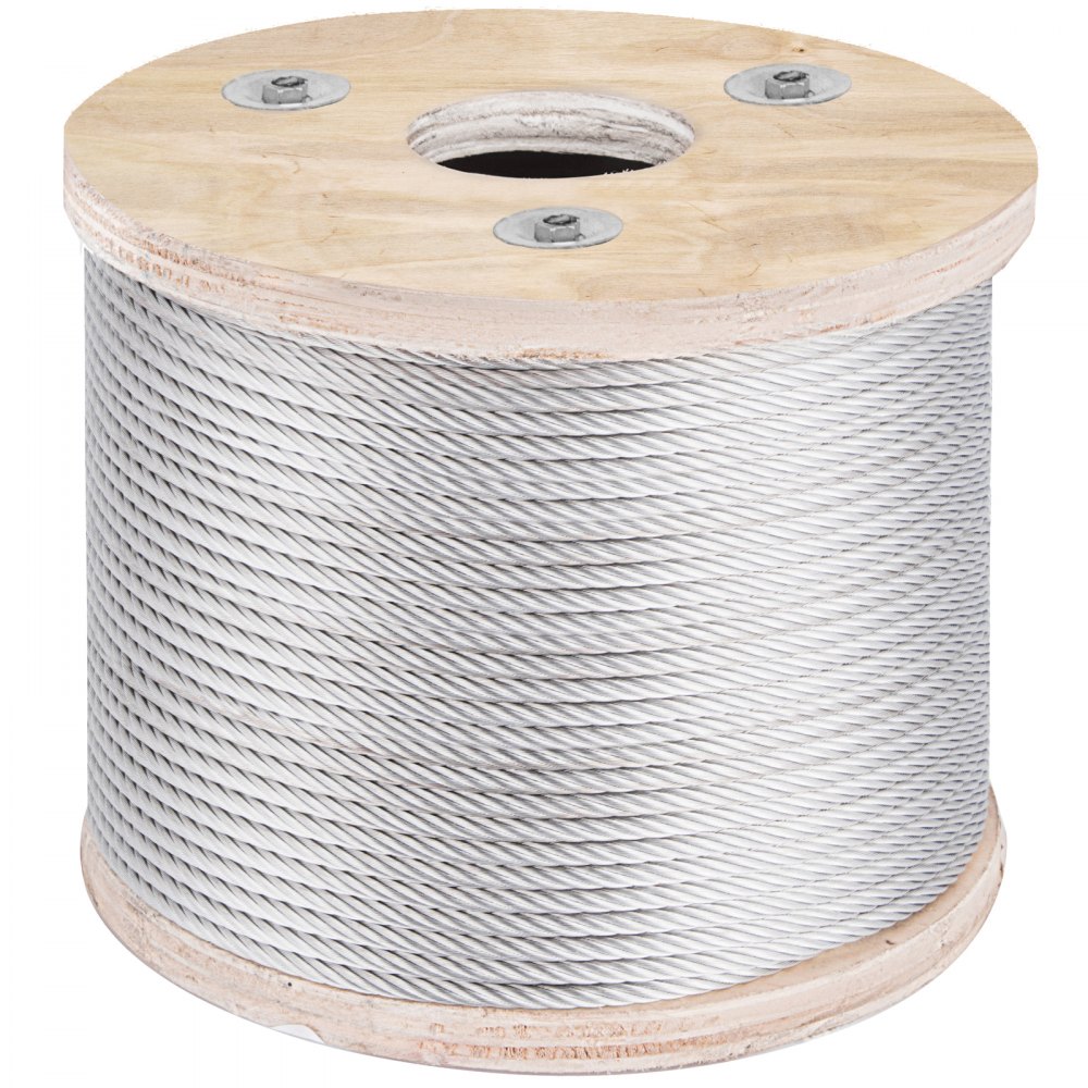 VEVOR Stainless Steel Cable Railing 3/16"x 250ft, Wire Rope 304 Marine Grade, Braided Aircraft Cable 7x19 Strands Construction for Deck Rail Balusters Stair Handrail Porch Fence - GSS7X19-4.8MM76M1V0