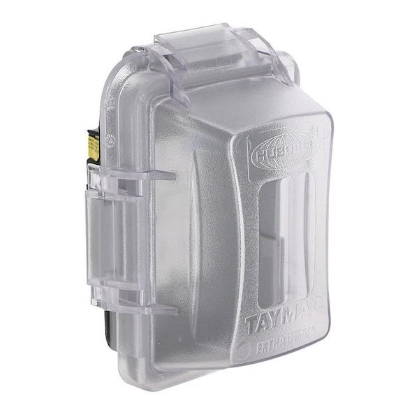 Hubbell Taymac Extra Duty Series Complete In-Use Cover Kit, 3.01 in L, 4.53 in W, 1-Gang, Aluminum, Clear - MG420CS