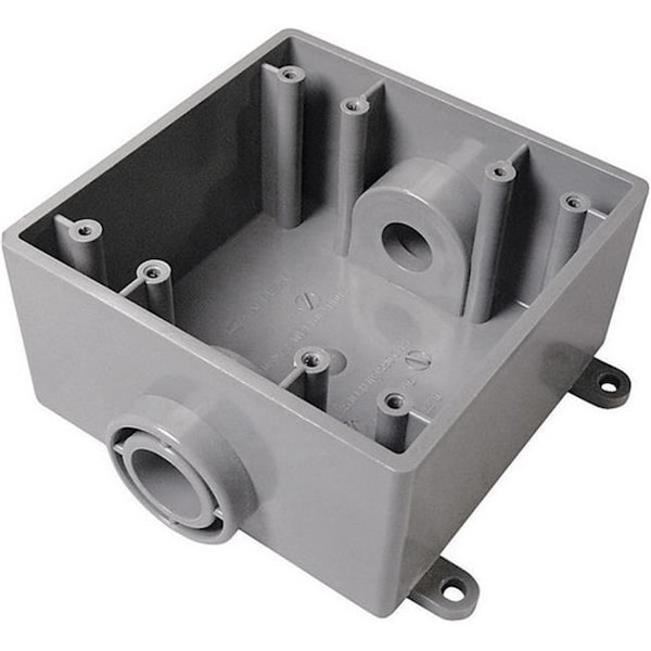 Keen Electrical Box, 32 cu in, FSC Box Type, 2 Gangs, PVC, Square Shape - KE613096