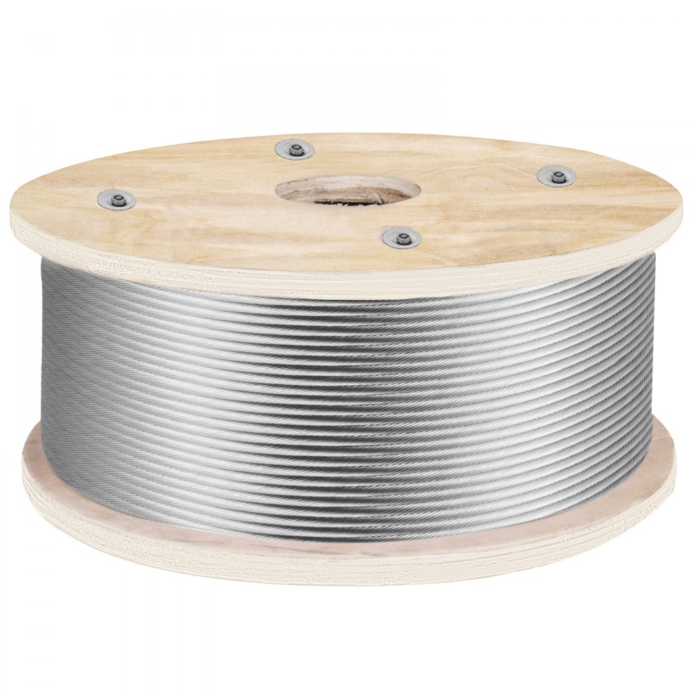 VEVOR 316 Stainless Steel Wire Rope 500ft Length, Steel Wire Cable 3/16 Inch, Steel Cable Railing Decking With 1x19 Strands Construction, 4700lbs Breaking Strength For Stair, Handrail, Clothesline - GSS1X19-4.8MM152MV0